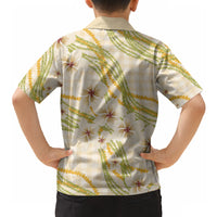 Melemele Ahiahia Hawai'i Palaka Plumeria Hawaiian Shirt Puakenikeni and Maile Lei