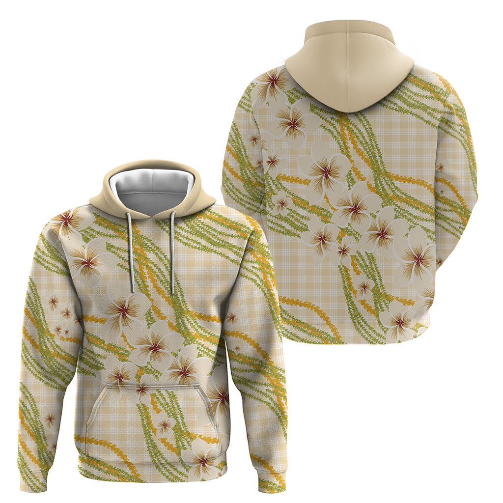 Melemele Ahiahia Hawai'i Palaka Plumeria Hoodie Puakenikeni and Maile Lei