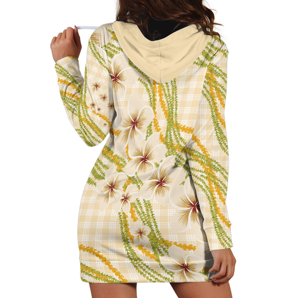 Melemele Ahiahia Hawai'i Palaka Plumeria Hoodie Dress Puakenikeni and Maile Lei
