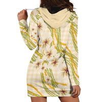 Melemele Ahiahia Hawai'i Palaka Plumeria Hoodie Dress Puakenikeni and Maile Lei