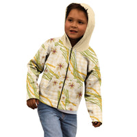 Melemele Ahiahia Hawai'i Palaka Plumeria Kid Hoodie Puakenikeni and Maile Lei