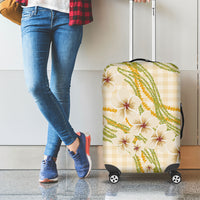 Melemele Ahiahia Hawai'i Palaka Plumeria Luggage Cover Puakenikeni and Maile Lei