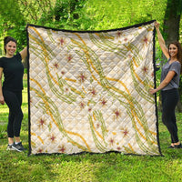 Melemele Ahiahia Hawai'i Palaka Plumeria Quilt Puakenikeni and Maile Lei