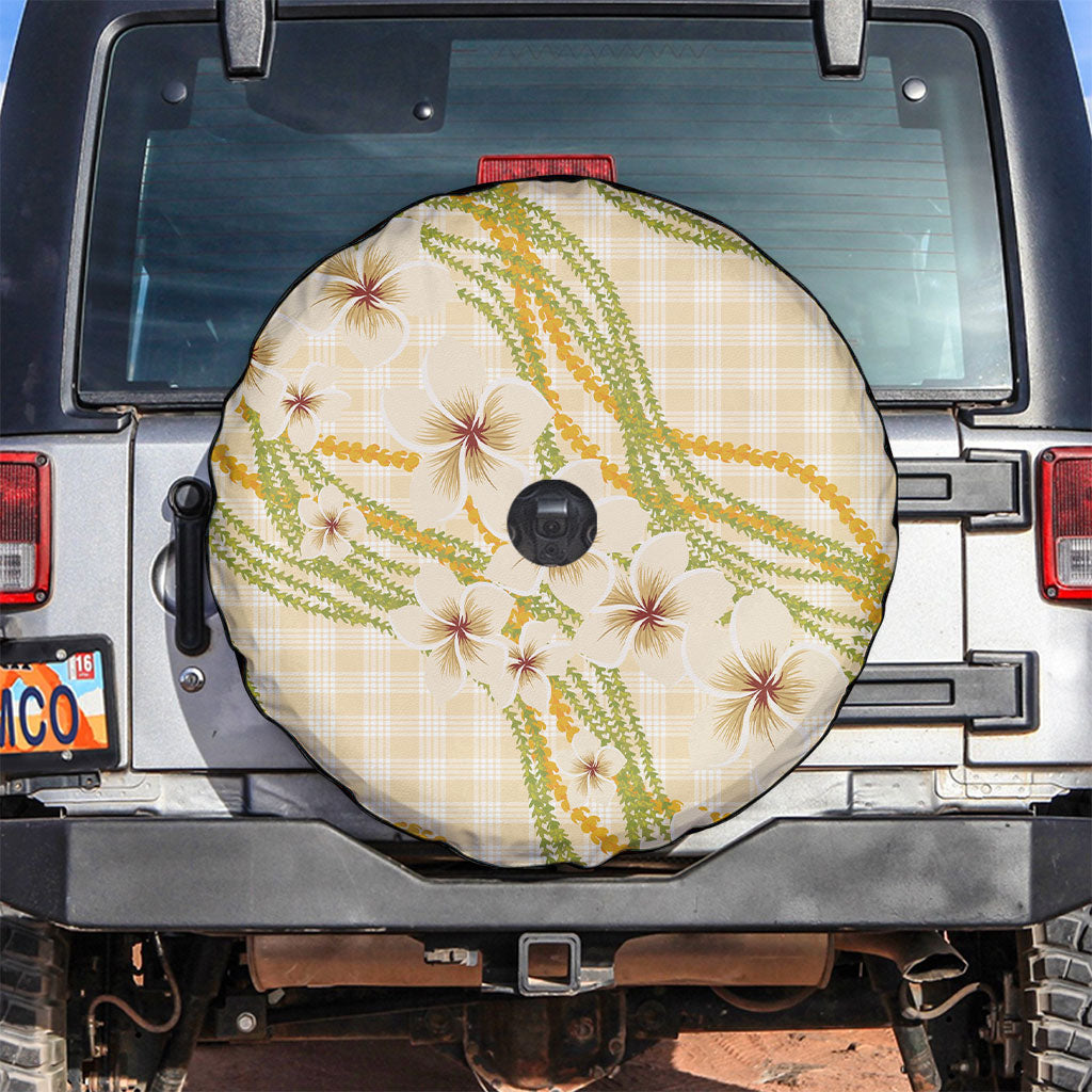 Melemele Ahiahia Hawai'i Palaka Plumeria Spare Tire Cover Puakenikeni and Maile Lei