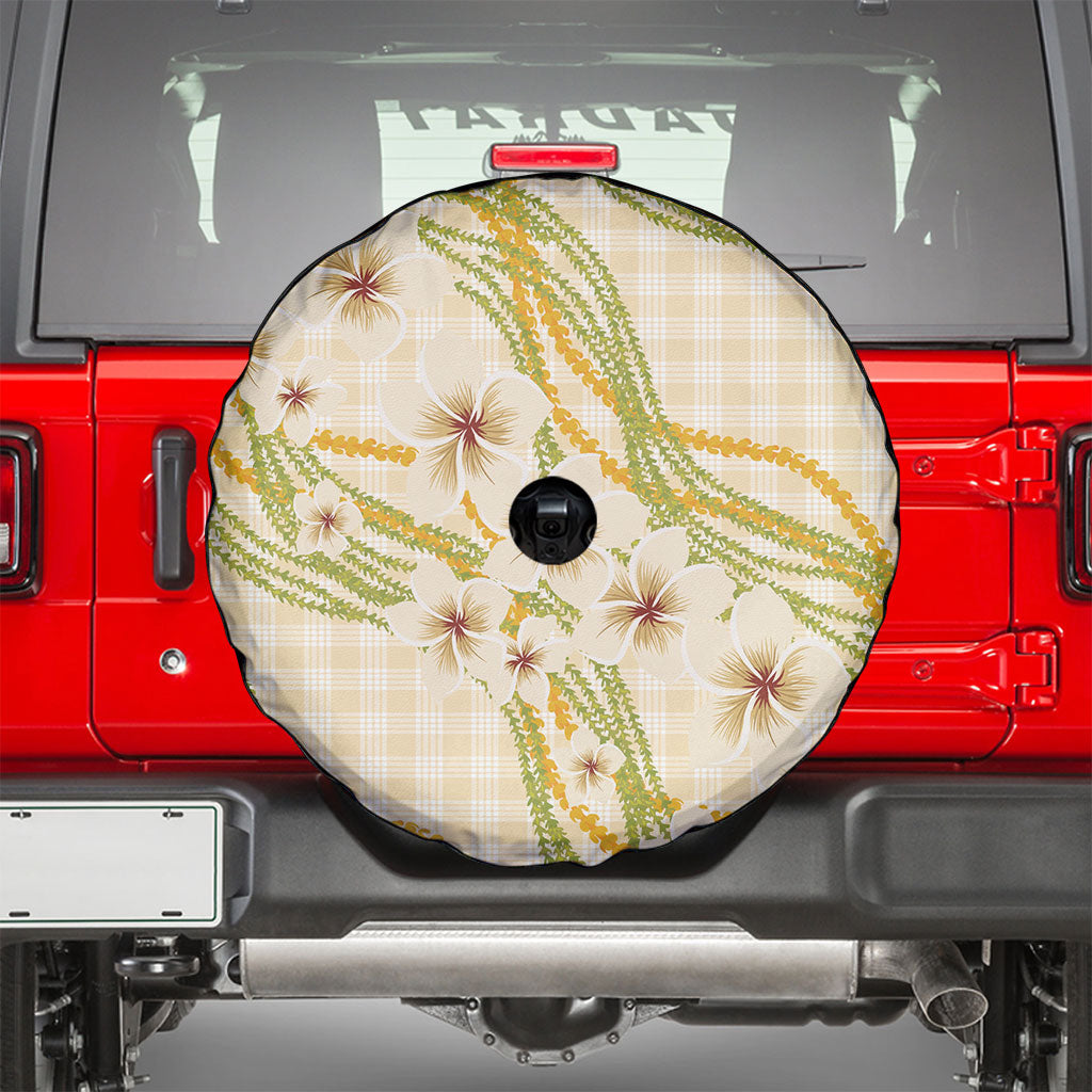 Melemele Ahiahia Hawai'i Palaka Plumeria Spare Tire Cover Puakenikeni and Maile Lei