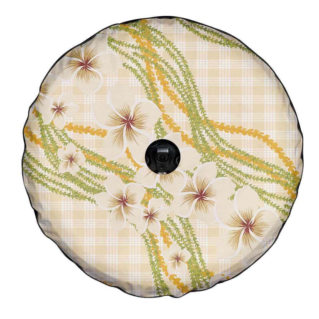 Melemele Ahiahia Hawai'i Palaka Plumeria Spare Tire Cover Puakenikeni and Maile Lei