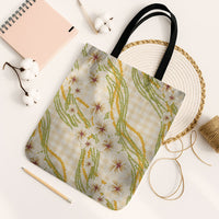 Melemele Ahiahia Hawai'i Palaka Plumeria Tote Bag Puakenikeni and Maile Lei