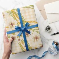 Melemele Ahiahia Hawai'i Palaka Plumeria Wrapping Paper Puakenikeni and Maile Lei