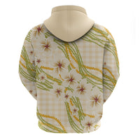 Melemele Ahiahia Hawai'i Palaka Plumeria Zip Hoodie Puakenikeni and Maile Lei