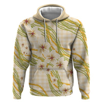 Melemele Ahiahia Hawai'i Palaka Plumeria Zip Hoodie Puakenikeni and Maile Lei