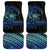 Floral Polynesian Hibiscus Tattoo Car Mats Blue Gradient Style