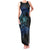 Floral Polynesian Hibiscus Tattoo Family Matching Tank Maxi Dress and Hawaiian Shirt Blue Gradient Style