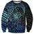 Floral Polynesian Hibiscus Tattoo Sweatshirt Blue Gradient Style