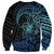 Floral Polynesian Hibiscus Tattoo Sweatshirt Blue Gradient Style