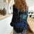 Floral Polynesian Hibiscus Tattoo Women Casual Shirt Blue Gradient Style
