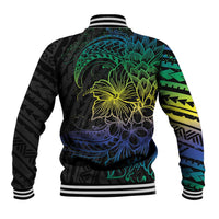 Floral Polynesian Hibiscus Tattoo Baseball Jacket Green Gradient Style LT9 - Polynesian Pride