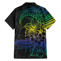Floral Polynesian Hibiscus Tattoo Family Matching Tank Maxi Dress and Hawaiian Shirt Green Gradient Style LT9 - Polynesian Pride