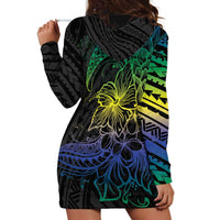 Floral Polynesian Hibiscus Tattoo Hoodie Dress Green Gradient Style