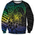 Floral Polynesian Hibiscus Tattoo Sweatshirt Green Gradient Style