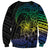 Floral Polynesian Hibiscus Tattoo Sweatshirt Green Gradient Style