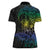 Floral Polynesian Hibiscus Tattoo Women Polo Shirt Green Gradient Style