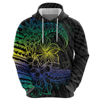 Floral Polynesian Hibiscus Tattoo Zip Hoodie Green Gradient Style LT9 - Polynesian Pride