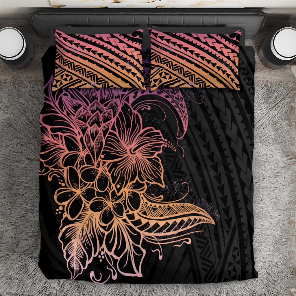 Floral Polynesian Hibiscus Tattoo Bedding Set Peach Gradient Style LT9 Peach - Polynesian Pride