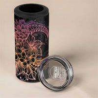 Floral Polynesian Hibiscus Tattoo Can Cooler Tumbler Peach Gradient Style