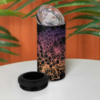 Floral Polynesian Hibiscus Tattoo Can Cooler Tumbler Peach Gradient Style