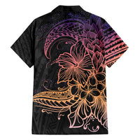 Floral Polynesian Hibiscus Tattoo Family Matching Summer Maxi Dress and Hawaiian Shirt Peach Gradient Style LT9 - Polynesian Pride