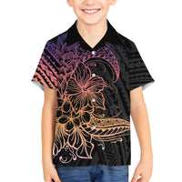 Floral Polynesian Hibiscus Tattoo Family Matching Tank Maxi Dress and Hawaiian Shirt Peach Gradient Style LT9 Son's Shirt Peach - Polynesian Pride