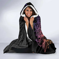 Floral Polynesian Hibiscus Tattoo Hooded Blanket Peach Gradient Style LT9 - Polynesian Pride