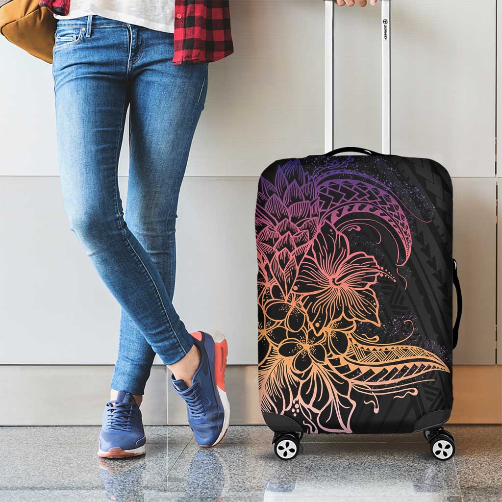 Floral Polynesian Hibiscus Tattoo Luggage Cover Peach Gradient Style LT9 - Polynesian Pride