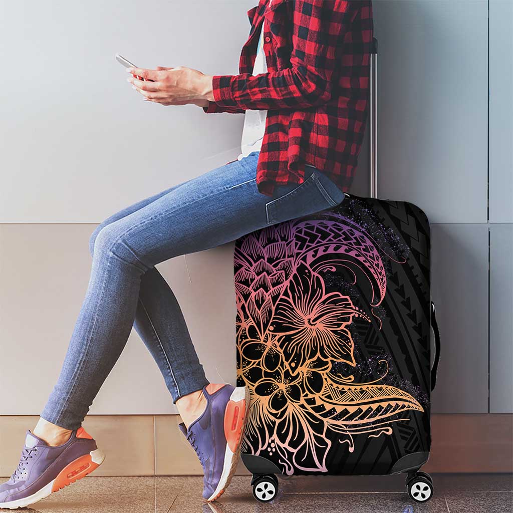 Floral Polynesian Hibiscus Tattoo Luggage Cover Peach Gradient Style LT9 - Polynesian Pride