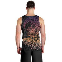 Floral Polynesian Hibiscus Tattoo Men Tank Top Peach Gradient Style