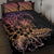 Floral Polynesian Hibiscus Tattoo Quilt Bed Set Peach Gradient Style
