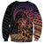 Floral Polynesian Hibiscus Tattoo Sweatshirt Peach Gradient Style