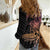 Floral Polynesian Hibiscus Tattoo Women Casual Shirt Peach Gradient Style
