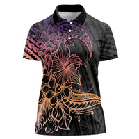 Floral Polynesian Hibiscus Tattoo Women Polo Shirt Peach Gradient Style LT9 Female Peach - Polynesian Pride
