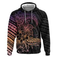 Floral Polynesian Hibiscus Tattoo Zip Hoodie Peach Gradient Style LT9 Pullover Hoodie Peach - Polynesian Pride
