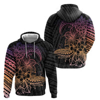Floral Polynesian Hibiscus Tattoo Zip Hoodie Peach Gradient Style LT9 - Polynesian Pride