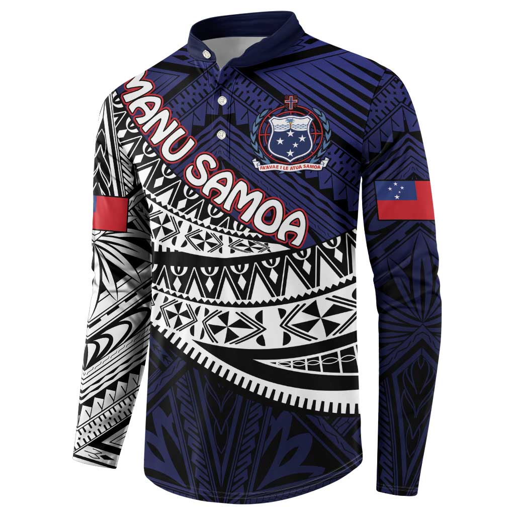 Custom Samoa Rugby Pacific Button Sweatshirt Samoan Warrior Tribal Pattern LT9 - Polynesian Pride