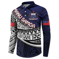 Custom Samoa Rugby Pacific Button Sweatshirt Samoan Warrior Tribal Pattern LT9 - Polynesian Pride