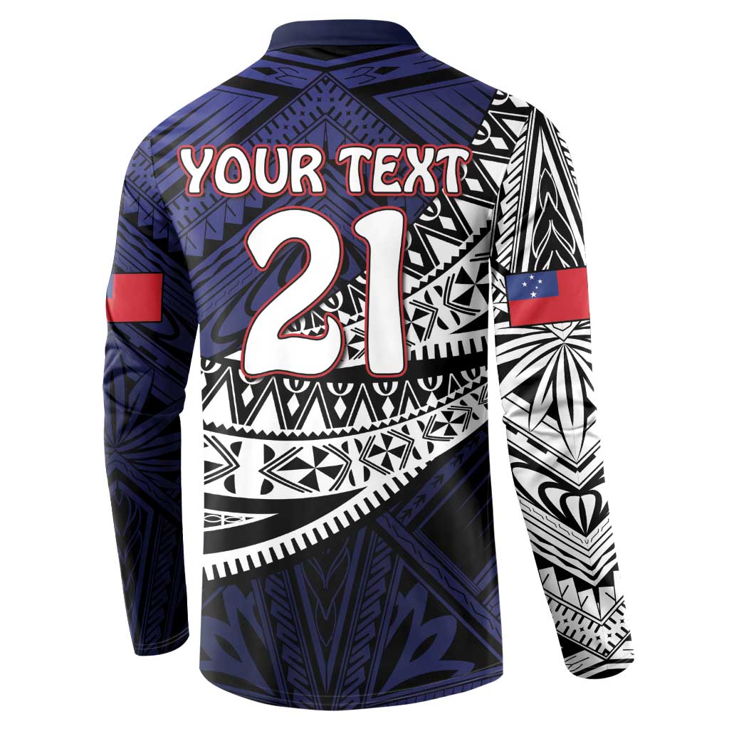 Custom Samoa Rugby Pacific Button Sweatshirt Samoan Warrior Tribal Pattern LT9 - Polynesian Pride