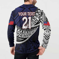 Custom Samoa Rugby Pacific Button Sweatshirt Samoan Warrior Tribal Pattern LT9 - Polynesian Pride