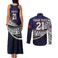 Custom Samoa Rugby Pacific Couples Matching Tank Maxi Dress and Long Sleeve Button Shirt Samoan Warrior Tribal Pattern LT9 - Polynesian Pride