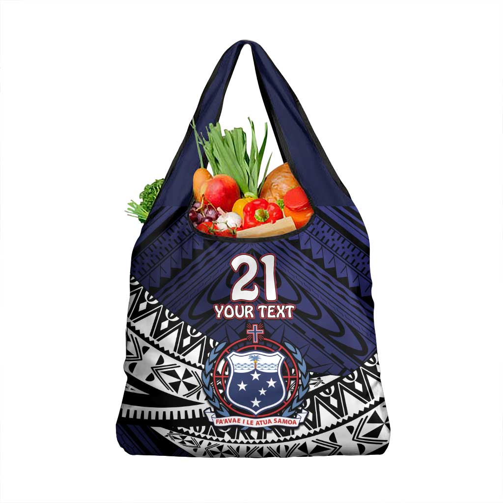 Custom Samoa Rugby Pacific Grocery Bag Samoan Warrior Tribal Pattern LT9 1-pack One Size Blue - Polynesian Pride