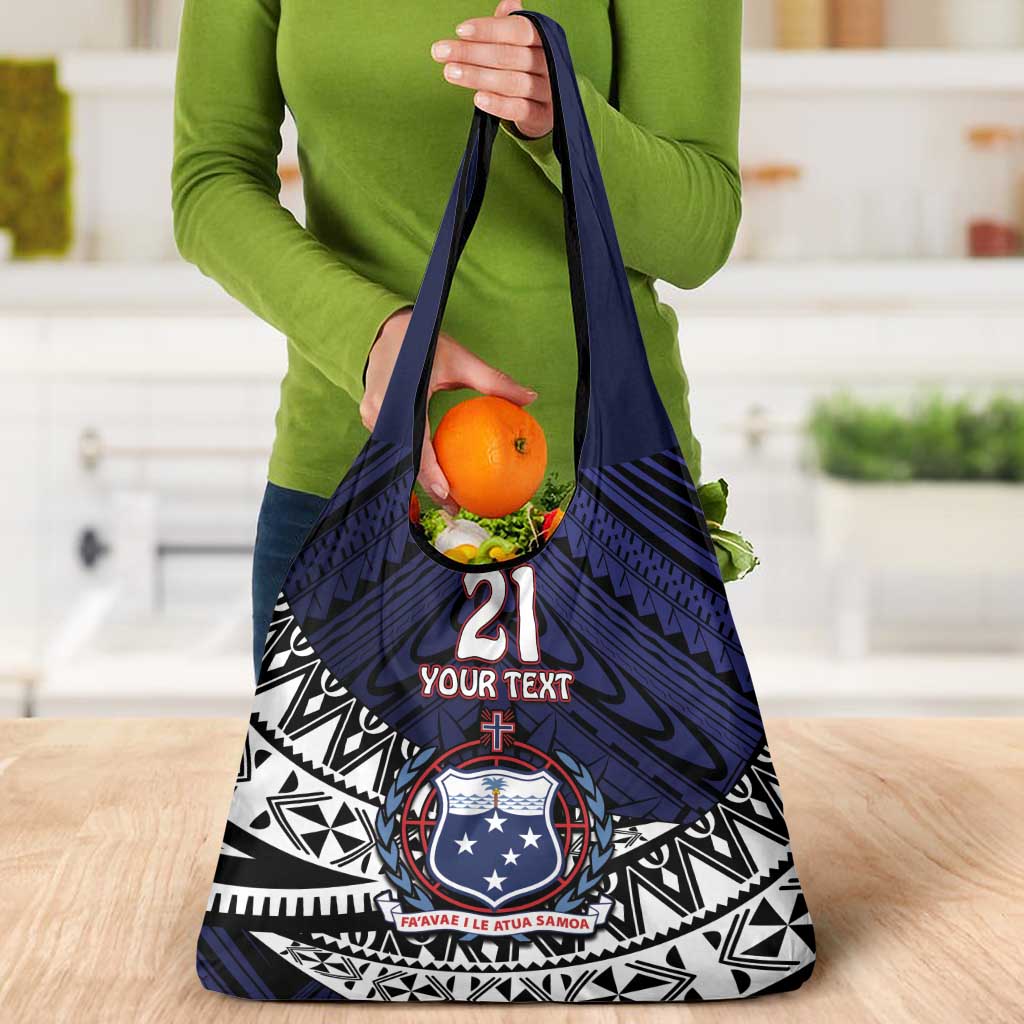 Custom Samoa Rugby Pacific Grocery Bag Samoan Warrior Tribal Pattern LT9 - Polynesian Pride