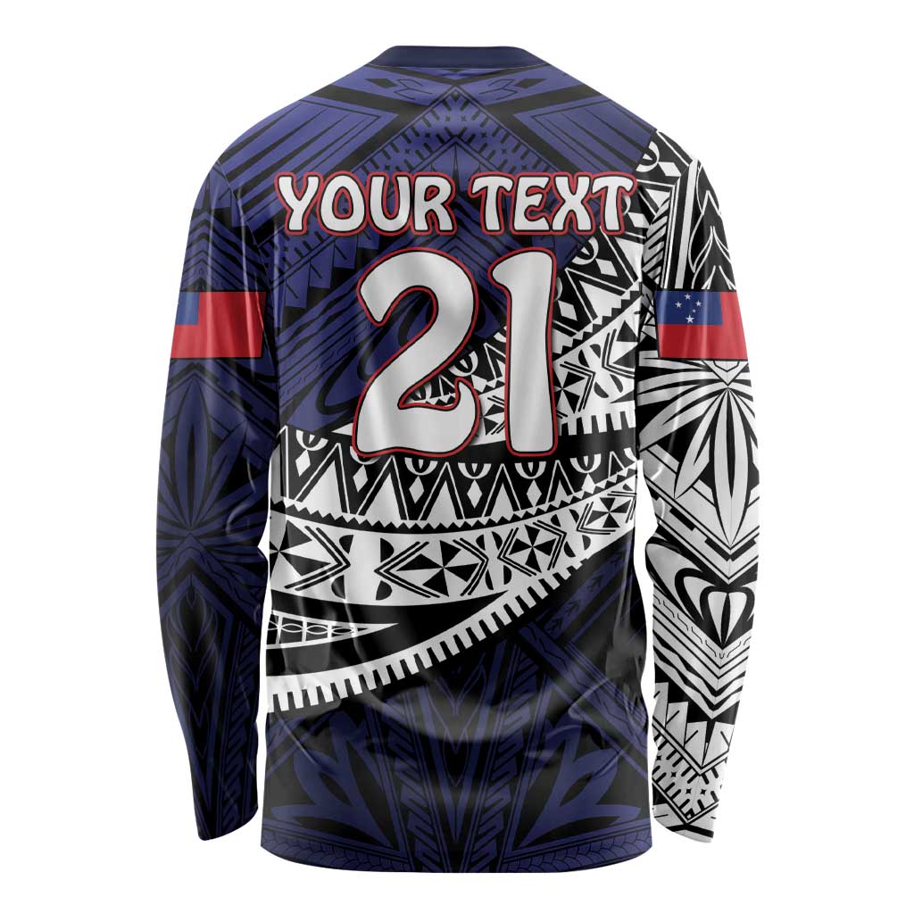 Custom Samoa Rugby Pacific Long Sleeve Shirt Samoan Warrior Tribal Pattern LT9 - Polynesian Pride