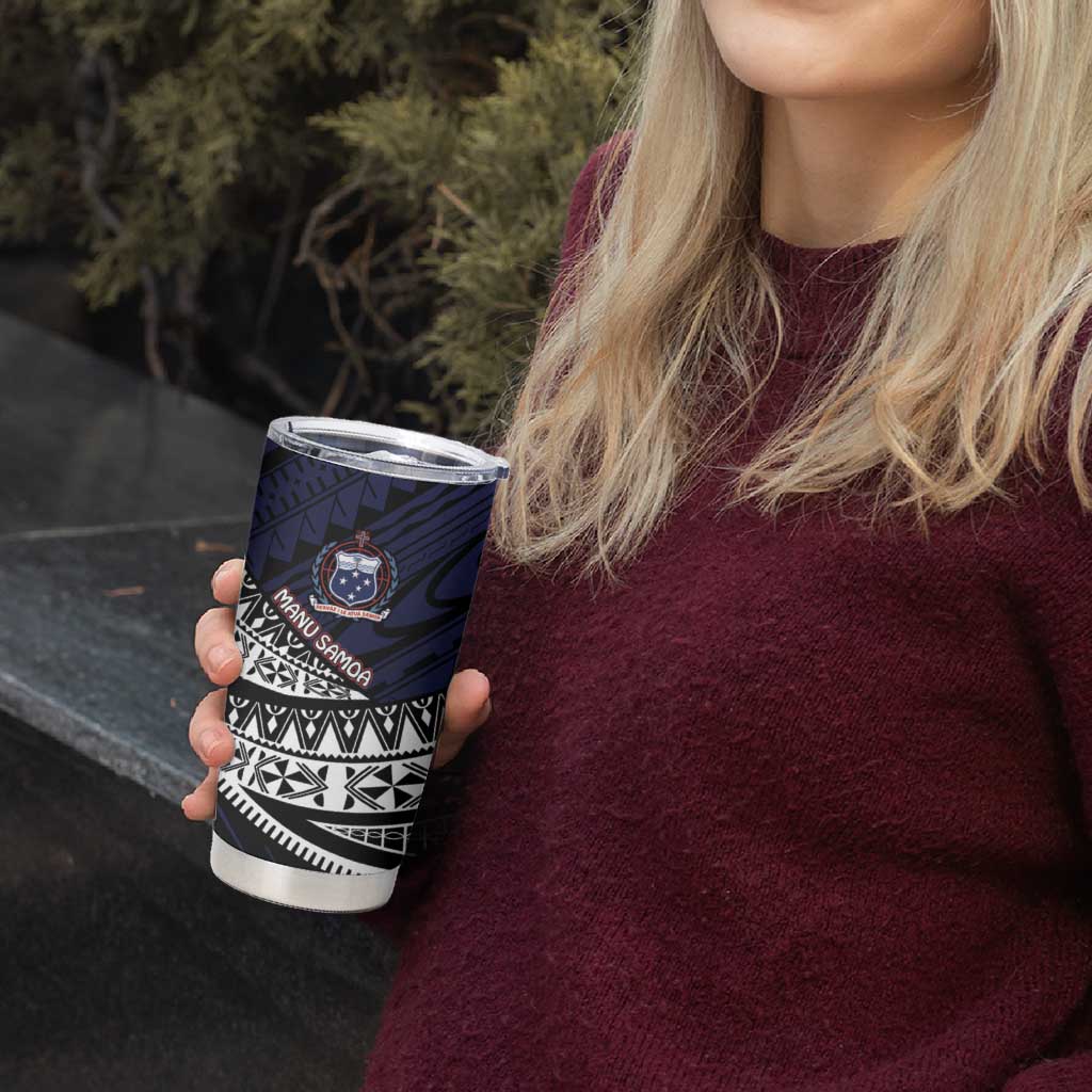 Custom Samoa Rugby Pacific Tumbler Cup Samoan Warrior Tribal Pattern